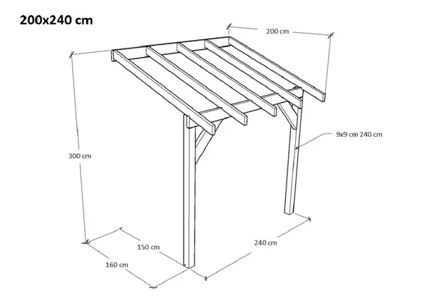 iAhşap Veranda Ahşap Pergole Sundurma Gölgelik Çatı membran Çardak Kamelya p13 - 6