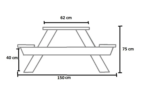 iAhşap Bank Ahşap Yemek Masası Piknik Masası 62x120 cm no 1 - 6