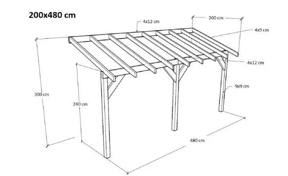iAhşap Veranda Ahşap Pergole Sundurma Gölgelik Çatı membran Çardak Kamelya p13 - 2