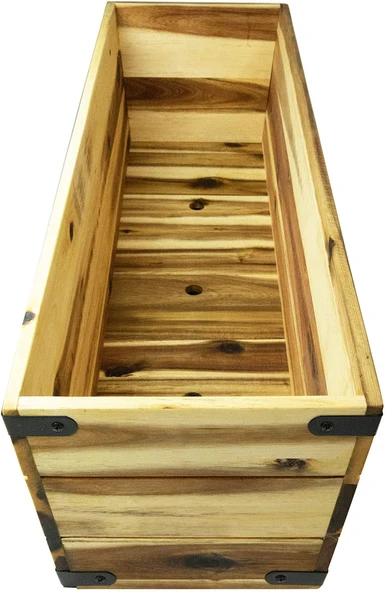 iAhşap Doğal Ahşap Saksı Kutusu, Doğal Ahşap, Çiçeklik - 3