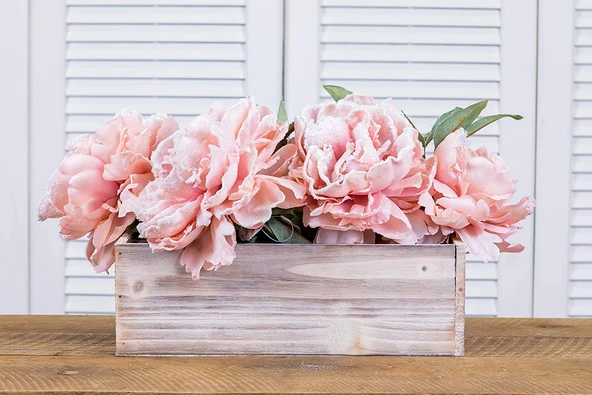 Ahşap Saksı Kutusu, Çiçeklik, Doğal Ahşap Dekor Ev ve Düğün Süslemeleri - 6