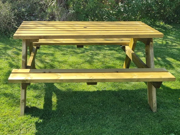 iAhşap Bank Ahşap Yemek Masası Piknik Masası 70x150 cm - 3