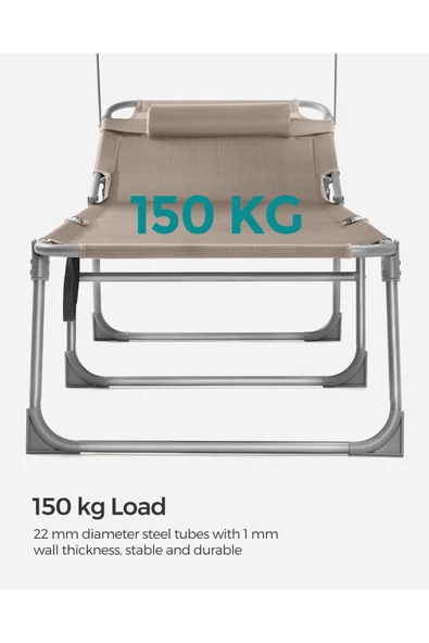 SONGMİCS GCB192K01 şezlong, katlanabilir, 193 x 53 x 29 cm, taşıma kapasitesi 150 kg, - 10