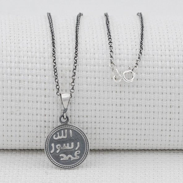 Mührü Şerif ve Kıtmir Dua Yazılı 925 Ayar Gümüş Kadın Kolye - 4