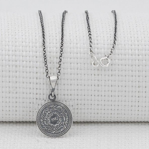 Mührü Şerif ve Kıtmir Dua Yazılı 925 Ayar Gümüş Kadın Kolye - 5