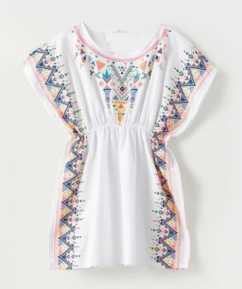 Beyaz baskılı dokuma kız çocuk Pareo DB200785PL