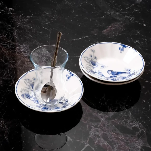 Güral Porselen Acem 6'lı Çay Tabağı Seti 1891