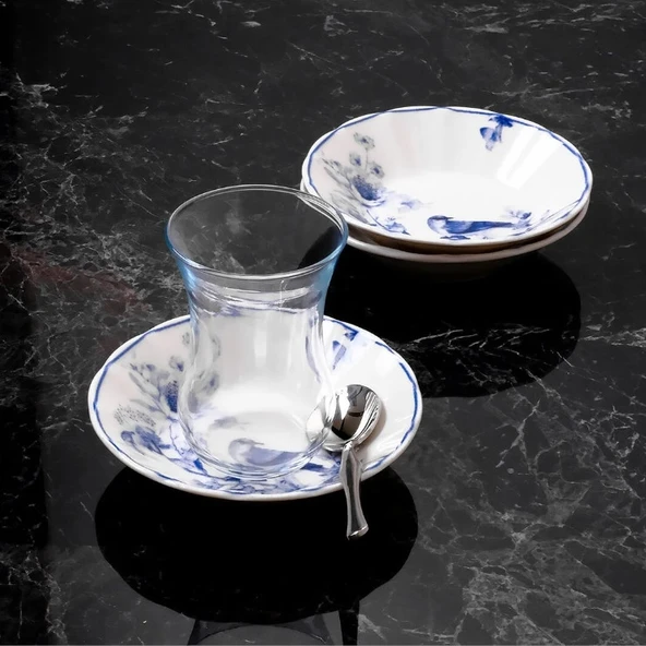 Güral Porselen Acem 6'lı Çay Tabağı Seti 1891 - 2