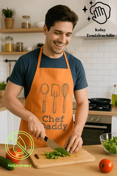 Chef Dady Sıvı Geçirmez Mutfak Önlüğü Leke Tutmaz, Sıvı Geçirmez, Kolay Temizlenebilir Önlük - 8