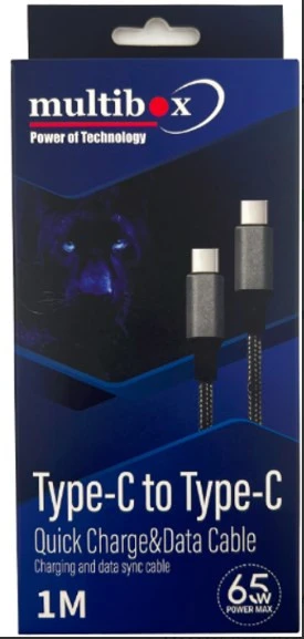 MULTİBOX MB-TY 1065 Type C to Type C 1 Metre , 65W ürün görseli