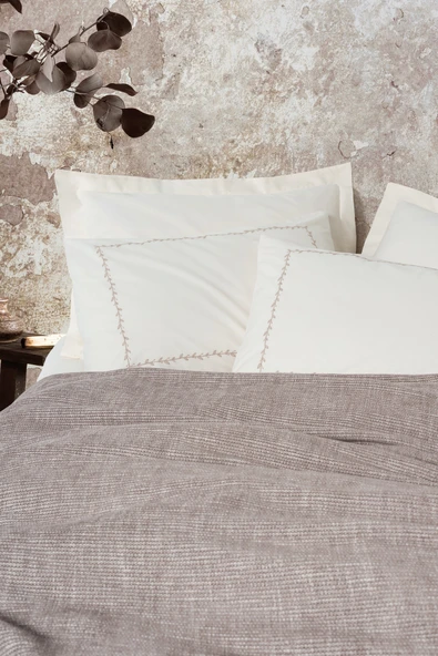 Cotton Box Embrova Çift Kişilik Pike Takımı Şönil Loom Bej - 3