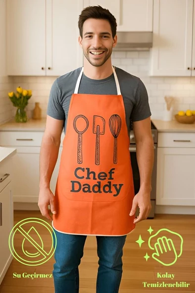 Chef Dady Sıvı Geçirmez Mutfak Önlüğü Leke Tutmaz, Sıvı Geçirmez, Kolay Temizlenebilir Önlük - 5