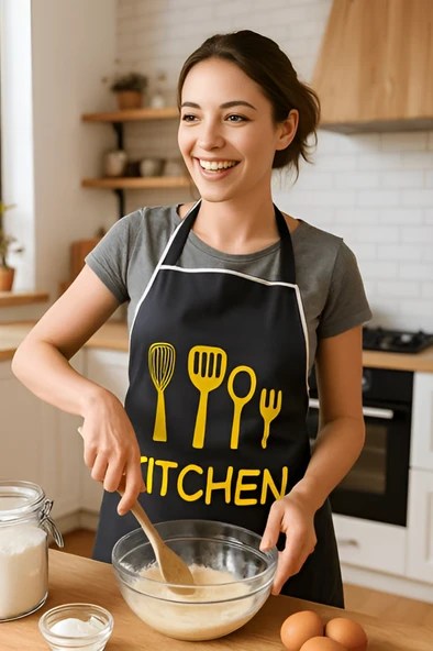 Kitchen Style Mutfak Önlüğü – Çatal Kaşık Desenli, Sıvı Geçirmez Şık Tasarım - 2