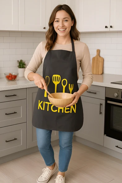 Kitchen Style Mutfak Önlüğü – Çatal Kaşık Desenli, Sıvı Geçirmez Şık Tasarım - 4