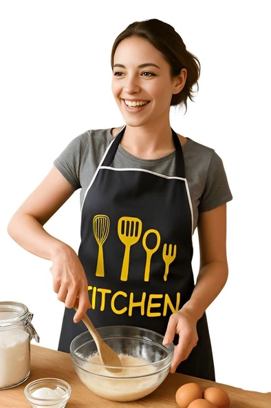 Kitchen Style Mutfak Önlüğü – Çatal Kaşık Desenli, Sıvı Geçirmez Şık Tasarım - 8