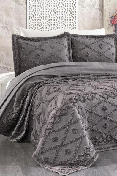 Umay Şönil Çift Kişilik Yatak Örtüsü Antrasit ürün görseli