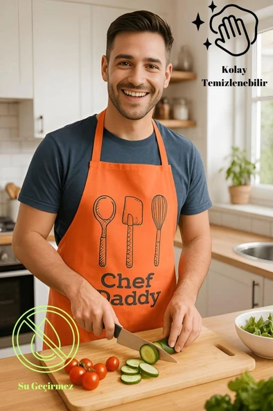 Chef Dady Sıvı Geçirmez Mutfak Önlüğü Leke Tutmaz, Sıvı Geçirmez, Kolay Temizlenebilir Önlük - 9