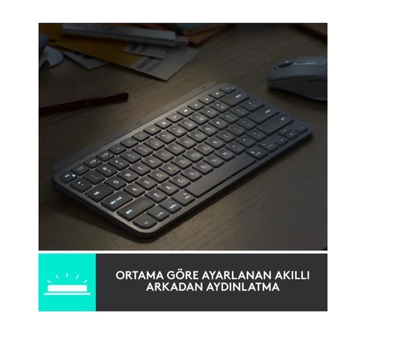Logitech MX Keys Mini Minimalist Kablosuz Bluetooth Aydınlatmalı Türkçe Q Klavye - Siyah - 3