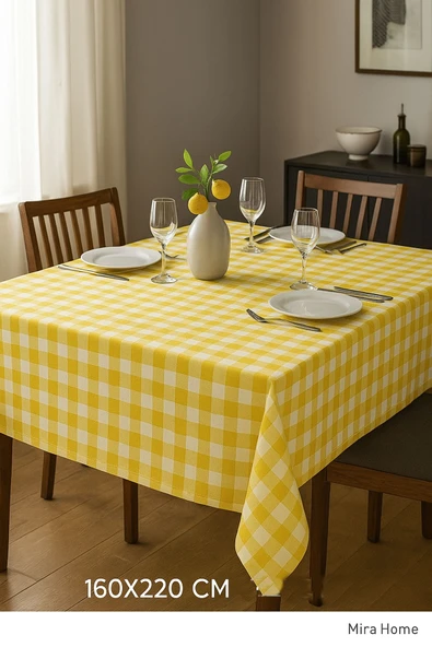 Mira Home Kareli Masa Örtüsü Sofra Bezi 160X220 Cm Rustik - 8