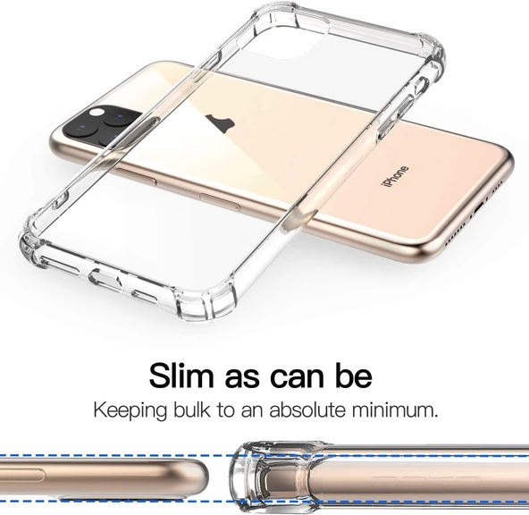 iPhone 11 Pro Uyumlu Darbe Önleyici Sararmaya Dayanıklı Airbag Korumalı Ultra Slim TPU Şeffaf Silikon Kılıf - 9