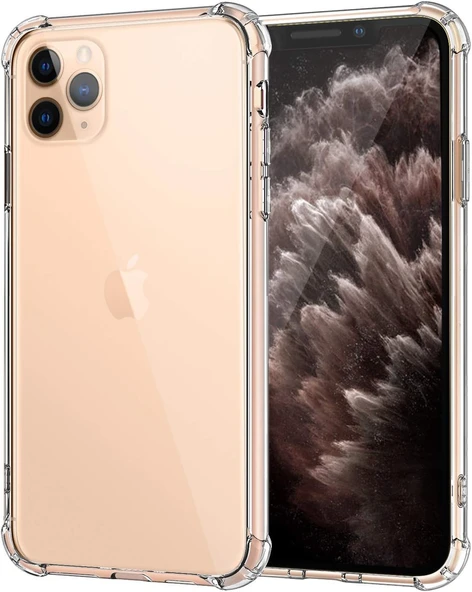 iPhone 11 Pro Uyumlu Darbe Önleyici Sararmaya Dayanıklı Airbag Korumalı Ultra Slim TPU Şeffaf Silikon Kılıf
