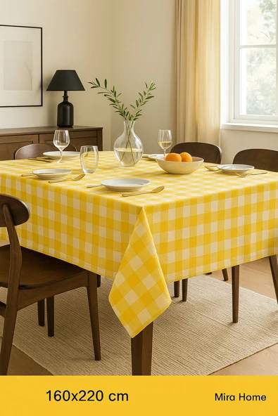 Mira Home Kareli Masa Örtüsü Sofra Bezi 160X220 Cm Rustik - 9