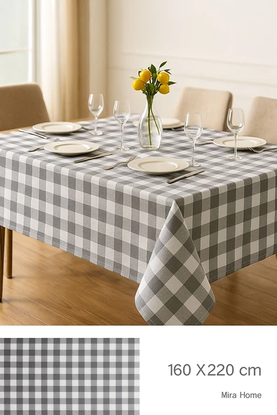 Mira Home Kareli Masa Örtüsü Sofra Bezi 160X220 Cm Rustik - 3