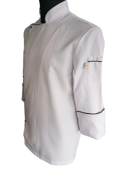 Tesettürlü Kadın İçin İsim Nakışlı Aşçı Ceketi- 80 Cm Etek Uzunluk - 3