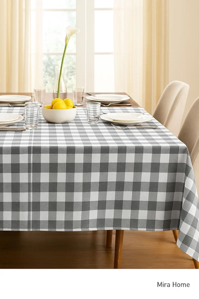 Mira Home Kareli Masa Örtüsü Sofra Bezi 160X220 Cm Rustik