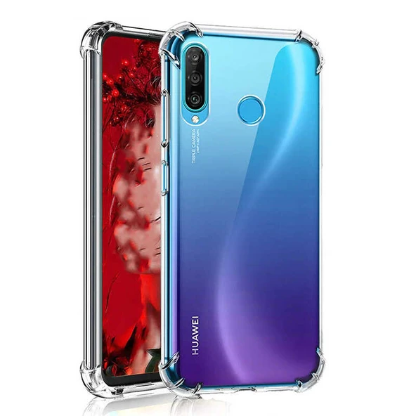 Huawei P40 Lite E Uyumlu Darbe Önleyici Sararmaya Dayanıklı Airbag Korumalı Ultra Slim TPU Şeffaf Silikon Kılıf