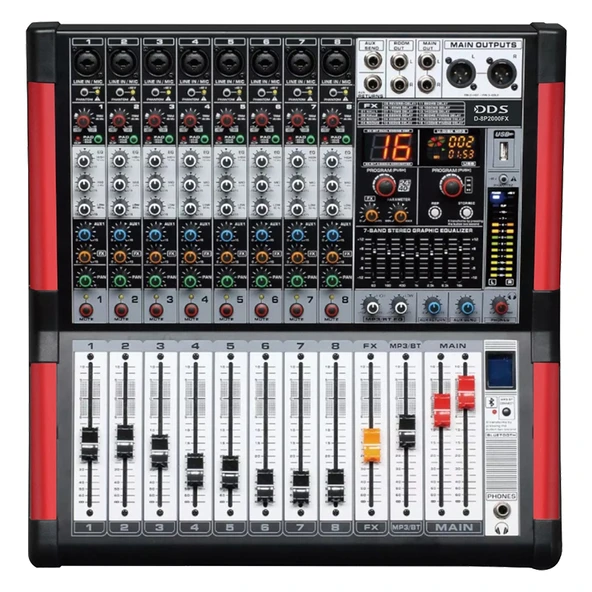 DDS D-8P2000 FX USB-SD-Bluetooth Destekli 2X1000 Watt 8 Kanal Power Mixer - 2