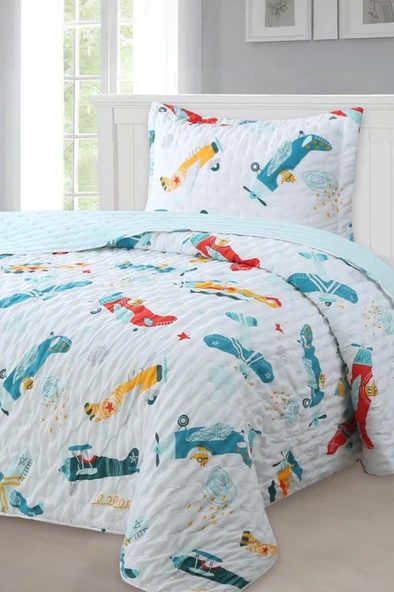 Helicopter Genç Ve Çocuk Tek Kişilik Yatak Örtüsü 180x240 ürün görseli