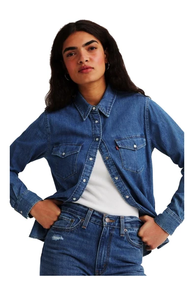 kadın-kız denim kot gömlek- 16788-0017