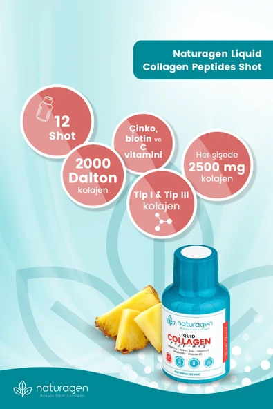 Naturagen Kolajen Ananas Aromalı Likit Collagen Shot 60 ml X12 Adet Şişe Tip - 5