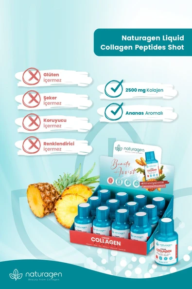 Naturagen Kolajen Ananas Aromalı Likit Collagen Shot 60 ml X12 Adet Şişe Tip - Resim 6