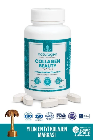 NaturagenCollagen Hidrolize Type 1&3 Hyaluronic Acid&Vitamin C - 60'lı Tablet ürün görseli