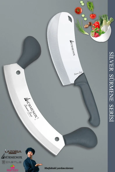 Sürmene Silver Serisi Gri Sap Mutfak Bıçak Bıçağı Salata Börek Bıçağı Pizza Bıçağı 2 Li (Srm-018)