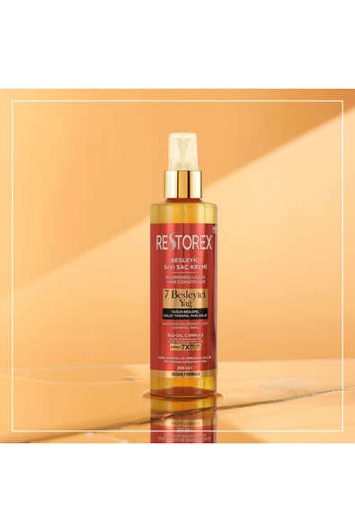 Restorex Besleyici Bakım Sıvı Saç Kremi 200 Ml - 7 Besleyici Yağ Göz Alıcı Parlaklık İpeksi Yumuşaklık - 3