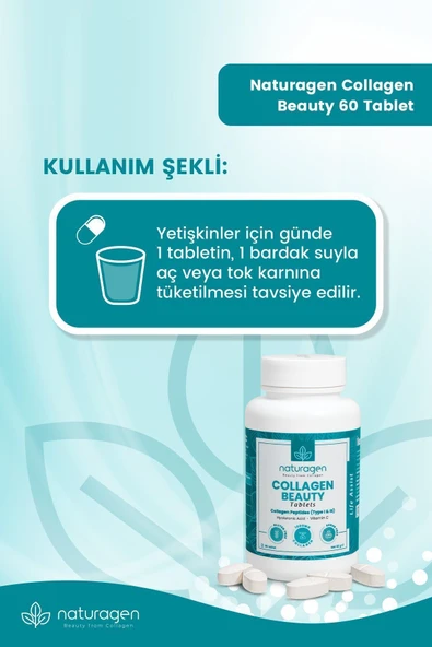 NaturagenCollagen Hidrolize Type 1&3 Hyaluronic Acid&Vitamin C - 60'lı Tablet - Resim 6