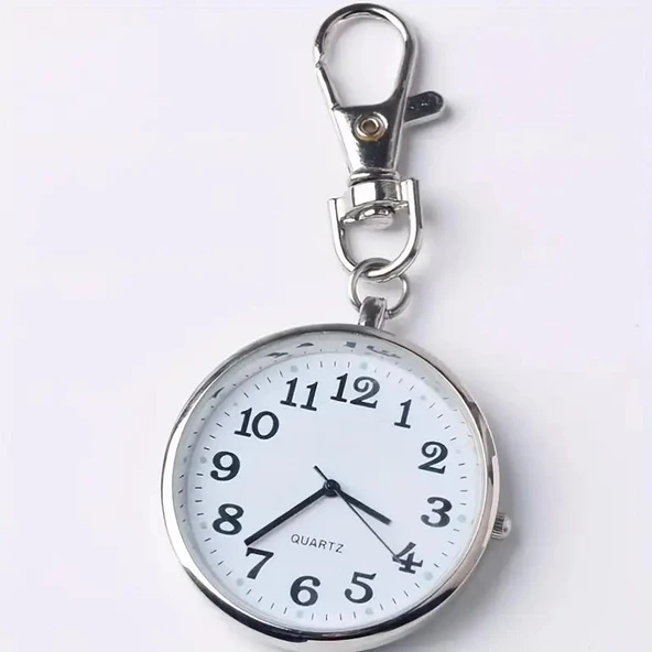 Valkyrie Anahtarlık Klipsli Analog Quartz Cep Saati Siyah - 8