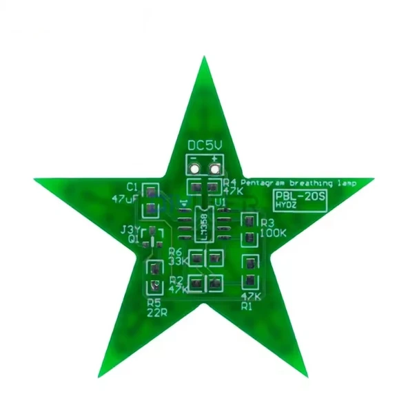 DC 5V Beş Köşeli Yıldız Led Işık Hobi Devresi DIY Lehimleme Kiti - Demonte(Montesiz) - Resim 2