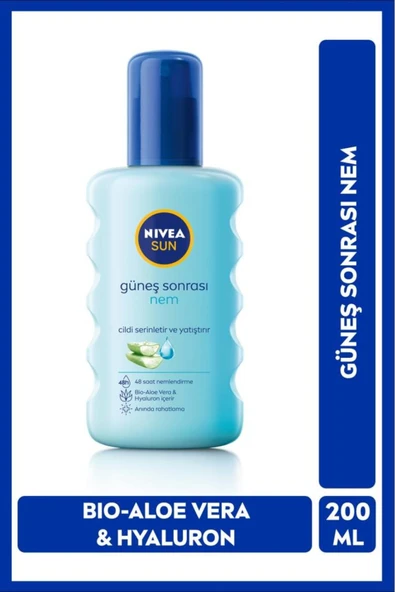 NIVEA SUN Ferahlatıcı Güneş Sonrası Vücut Spreyi 200ml, Nemlendirici, Aloe Vera, Anında Rahatlama,Hyaluron
