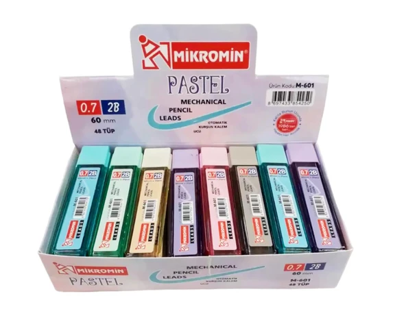 Mikro M-601 2B 60 mm 0.7 Kalem Ucu 3 Tüp Pastel Renkler - 5