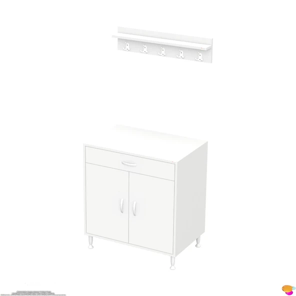 Modilayn QPLAS (XL) Set Ocak Altı Dolap 70x88x56 cm. Çekmeceli, kapaklı, raflı ve baharat raflı. - 11