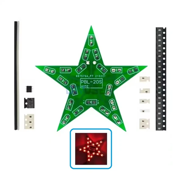 DC 5V Beş Köşeli Yıldız Led Işık Hobi Devresi DIY Lehimleme Kiti - Demonte(Montesiz) ürün görseli