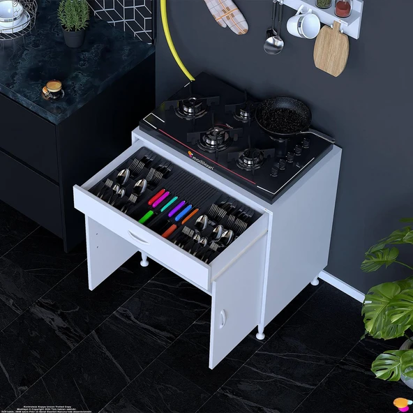 Modilayn DOQU (XXL) Set Ocak Altı Dolap 75x88x56 cm Çekmeceli, Kapaklı ve 1 Gözlü Tüp Bölmelidir - 2