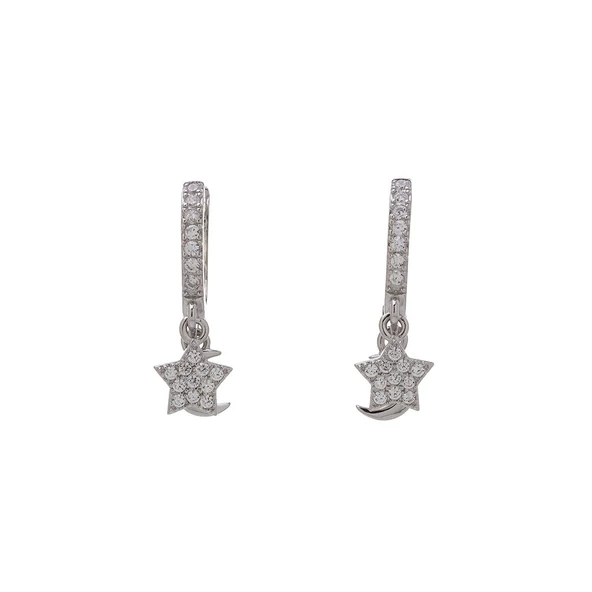 Ayyıldız Model Zirkon Taşlı 925 Ayar Gümüş Kadın Küpe - 2