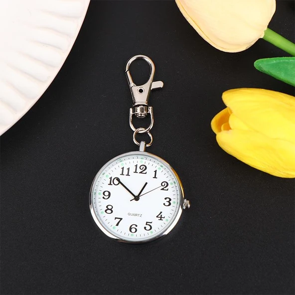 Valkyrie Anahtarlık Klipsli Analog Quartz Cep Saati Siyah - 7
