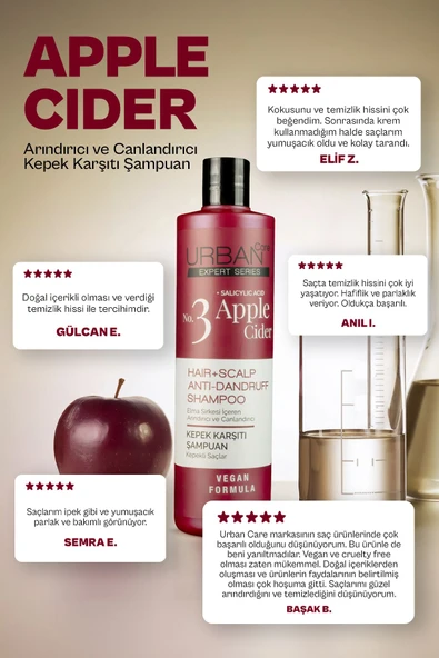 Urban Care No.3 Expert Apple Cider Kepek Karşıtı Saç Bakım Şampuanı-350 ml-vegan - 4