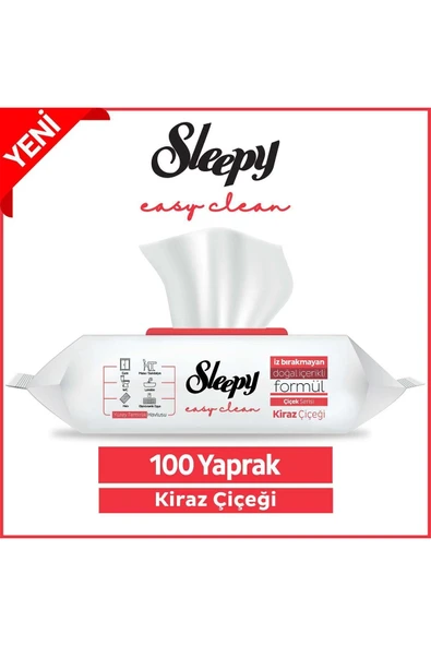 Sleepy Easy Clean Kiraz Çiçeği Yüzey Temizlik Havlusu&mendili 100 Yaprak